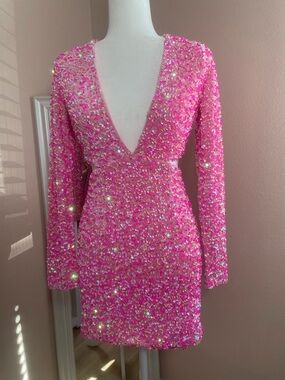 Petal & Pup Pink Sequin Mini Dress Small Prom Vegas Bachelorette Party